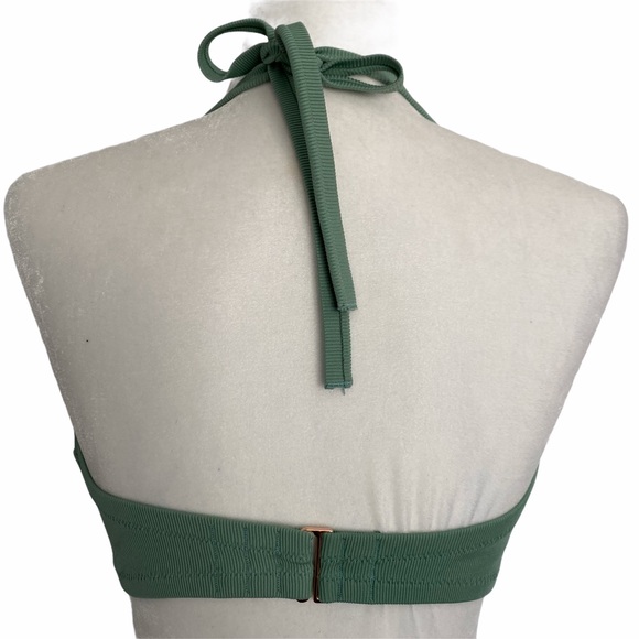 Green ribbed halter, underwire bikini top, 36DD - Picture 5 of 7